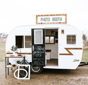 The first photo booth camper in Minnesota. Book this traveling photo booth for weddings, graduation parties, corporate events, and more! Shasta Camper Remodel, Camper Bar, Photo Booth Business, Shasta Camper, Vintage Camper Remodel, Vintage Photo Booths, Tiny Camper, Camper Makeover, Camper Renovation