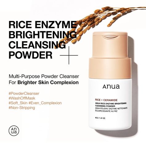 ANUA RICE ENZYME BRIGHTENING CLEANSING POWDER

+Gentle Face Wash for Brightening, Radiant Skin 
+ Ceramide Powder Cleanser, Gentle Face Wash, Cleansing Powder, Rice Powder, Clear Pores, Skin Complexion, Pretty Skin, Bright Skin, Skincare Set