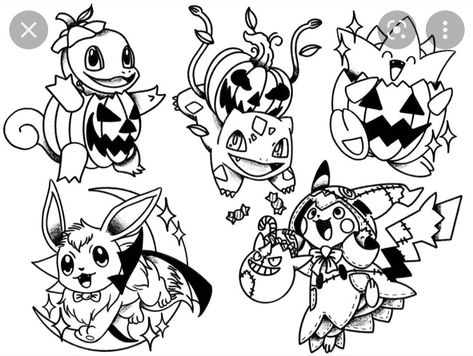 Spooky Anime Tattoo, Halloween Outline Tattoo, Pokemon Flash Sheet, Pokemon Halloween Tattoo, Spooky Pokemon Tattoo, October Flash Tattoo, Phantump Tattoo, Halloween Pokemon Tattoo, Ghost Pokemon Tattoo