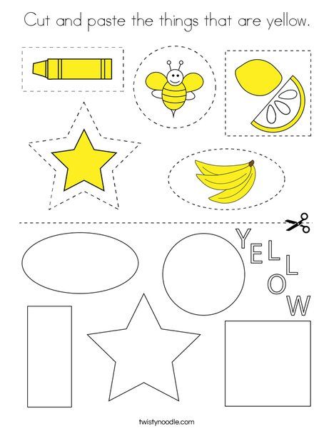 Cut and paste the things that are yellow Coloring Page - Twisty Noodle Y Is For Yellow Preschool, Color Yellow Crafts For Preschool, Things That Are Yellow, Color Yellow Worksheets For Preschool, Yellow Worksheets Preschool, Yellow Preschool Activities, Yellow Activities For Toddlers, Color Yellow Activities For Preschool, Yellow Coloring Page