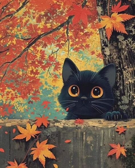 Angle marian Soul Friends, Hyperrealistic Art, Welcome Autumn, Orange Eyes, Animal Cell, Cute Cat Drawing, Consciousness Art, Image Chat, Black Cat Art