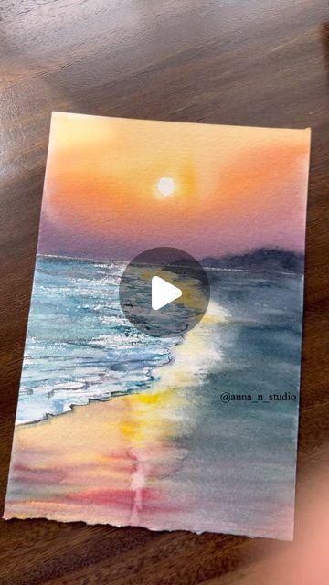 Seascapes Art, Watercolor Clouds, Watercolor Sky, Watercolor Sunset, Diy Watercolor Painting, Sunset Sea, Watercolor Paintings Easy, Beach Watercolor, Boat Painting