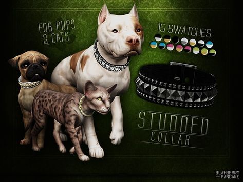 Blahberry Pancake's Studded Collar for Cats and Dogs Sims 4 Dog, Blahberry Pancake, Sims Pets, Collar For Cats, Pet Items, Studded Collar, The Sims 4 Download, Custom Dog Collars, Sims 4 Cc Furniture