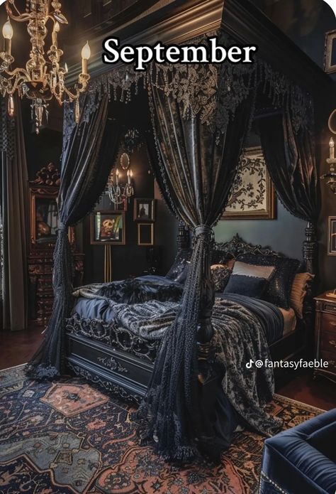 Gothic Bedroom Ideas, Dark Boho Living Room, Gothic Decor Bedroom, Gothic Bedroom, Gothic Furniture, Dark Home Decor, Dark Home, Vintage Bedroom, Gothic Decor