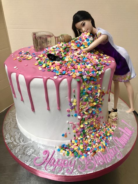 21st Birthday Barbie Throw Up Cake Barbie Sick Cake, Wasted Barbie Cake, Barbie Vomit Cake, Barbie Throwing Up Cake 21st Birthday, Barbie Bachelorette Cake, Birthday Cake Barbie, Cake Barbie, Barbie Birthday Cake, Birthday Barbie