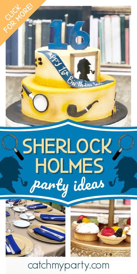 Sherlock Holmes Party Food, Sherlock Holmes Birthday Party Ideas, Birthday Party Ideas Themes, Beer Dessert, Party Ideas Themes, Girl Birthday Party Ideas, Caramel Mousse, Girls Birthday Party Themes, Mystery Dinner