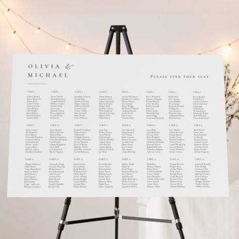 Simply Elegant Typography Wedding Seating Chart Foam Board Alphabetical Seating Chart, Wedding Guest Table, Table Seating Chart, Minimalist Photos, Invitation Kits, Seating Chart Wedding, Jackson Pollock, Custom Bridal, Halloween Wedding