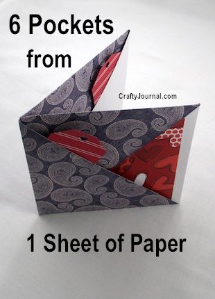 Fold 6 Pockets from 1 Sheet of Paper by Crafty Journal Mini Albümler, Paper Pocket, Folding Origami, Journal Stuff, Diy Papier, Quiet Books, Fancy Fold Cards, Paper Book, Fancy Folds