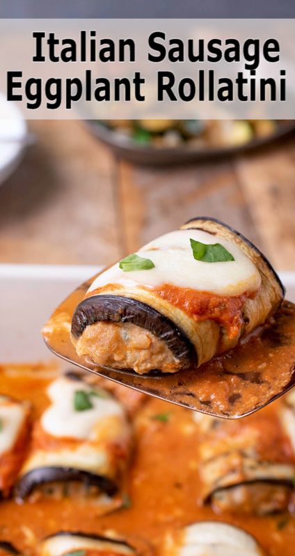 Italian sausage rolled in eggplant slices, topped with mozzarella and baked in marinara sauce.#eggplantrollatini #involtini #bakedeggplant 2024 Diet, Eggplant Rollatini Recipe, Sausage Marinara, Eggplant Rolls, Eggplant Rollatini, Italian Cuisine Recipe, Italian Comfort Food, Sauteed Zucchini, Baked Eggplant