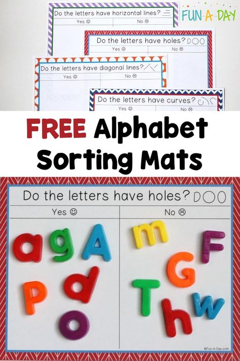 Engage with the alphabet in a new way with these free sorting mats! They're perfect for a preschool literacy center or small group. Enjoy this preschool alphabet activity! Prek Literacy Centers, Preschool Small Group Ideas, Alphabet Centers Preschool, Alphabet Intervention, Prek Themes, Preschool Literacy Centers, Writing Wall, Letter Sorting, Teach The Alphabet