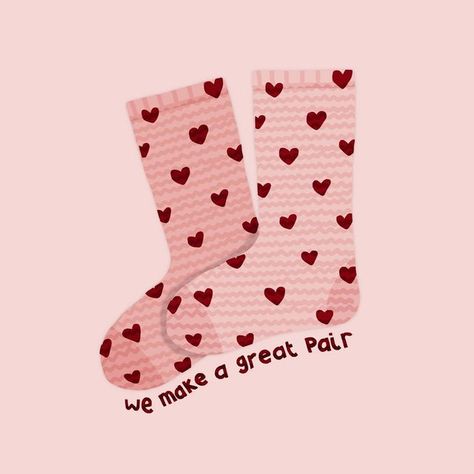 How To Draw Socks, Sock Puns, Socks Illustration, Socks Drawing, Aesthetic Valentines, Failed Attempt, Random Patterns, Valentines Illustration, Draw Two