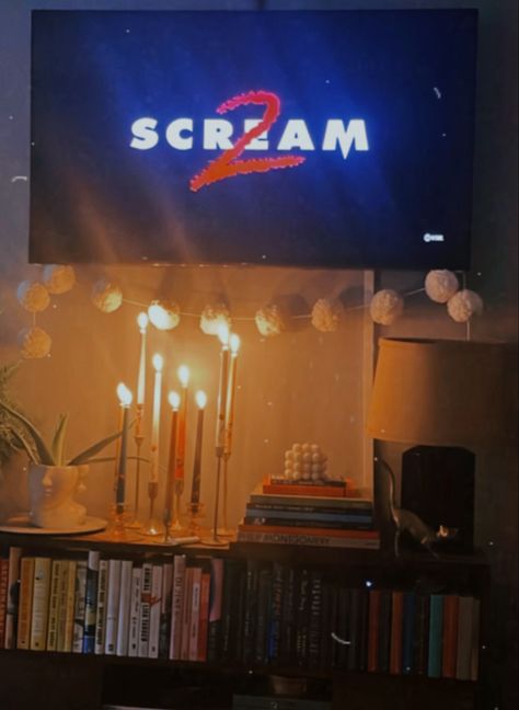 Scream 2 Scream Fall Aesthetic, Watching Scream Aesthetic, Watching Horror Movies Aesthetic, Scream Movie Aesthetic, Scream Aesthetic, Fall Aesthetics, Scream 2, Hanging Ideas, Scream Movie