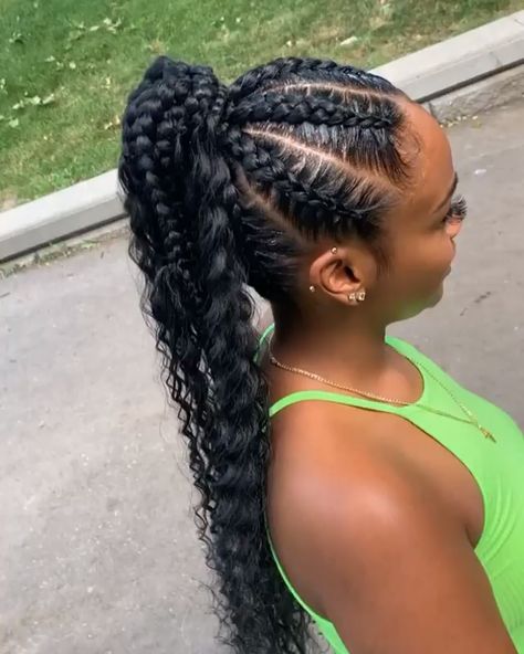 Holidays Hairstyles For Black Women, Boho Cornrow Ponytail, Braids To Ponytail Hairstyles, Braided Into Ponytail Hairstyles, Braided Goddess Ponytail, Braids With Ponytail Hairstyles, Braids And Ponytails For Black Hair, Pony Cornrow Hairstyles, Braids Up Into A Ponytail Black Hair