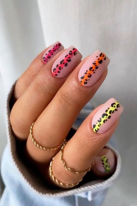 Bright Nail Art, Cheetah Print Nails, Animal Print Nails Art, Milky Nails, Leopard Print Nails, Colorful Nail, Nagel Tips, Leopard Nails, Animal Nails