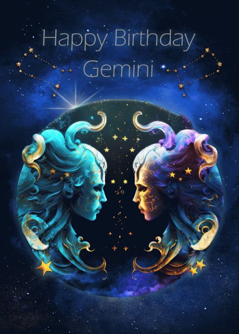 Gemini Birthday with Bold Gemini Twins Zodiac Sign and Constellation card Happy Birthday Gemini, Gemini Twins, Gemini Birthday, Gemini Zodiac, Card Card, Happy Birthday Wishes, Simple Cards, Birthday Wishes, Constellations