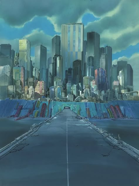 AKIRA – The Architecture of Neo Tokyo Exhibition Vfx Background, Akira Neo Tokyo, Anime Architecture, Akira 1988, Metropolis 1927, Matte Background, Katsuhiro Otomo, Neo Tokyo, Colossal Art