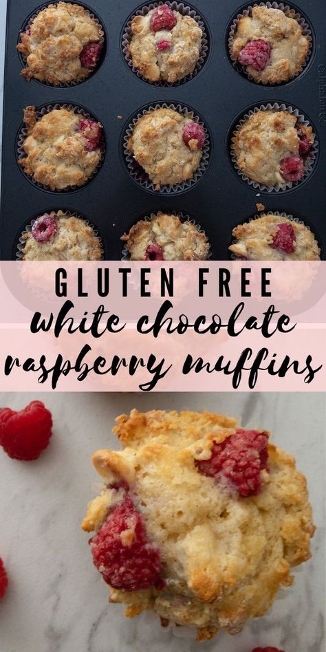 White Chocolate Gluten Free Desserts, Gluten Free Raspberry Recipes, Gluten Free Raspberry Desserts, Gluten Free Raspberry Muffins, Dairy Free Raspberry Muffins, Gluten Free White Chocolate Raspberry Cake, Berry White Chocolate Muffins, White Chocolate Raspberry Muffins Recipe, Fresh Raspberry Desserts