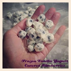 Fit: Frozen Vanilla Yogurt Covered Blueberries Yogurt Covered Strawberries, Frozen Blueberry Recipes, Blueberry Treats, Yogurt Covered Blueberries, Chocolate Covered Blueberries, Frozen Yogurt Blueberries, Homemade Frozen Yogurt, Yogurt Pretzels, Yogurt Covered Raisins