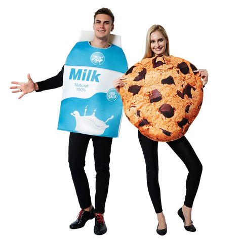 PRICES MAY VARY. 【Realistic Cookies and Milk Prints】Perfect Adults couple match food costume! Double real milk box and cookies 【Comfortable Loose Fit】Features an easy to wear and remove pullover design. Lightweight and soft fabric offers a smooth fit 【Firm Locking Edge】High quality overlock process makes sure that you have fun on the Halloween or party and have no worry about the costume 【Suitable for Adult Men and Women】Great dual outfit for couples, siblings, twins and BFFs. Perfect for Hallow Cookies And Milk Costume, Milk Costume, Cookie Costume, Kids Holiday Outfits, Food Costumes, Cookies And Milk, Halloween Party Outfits, Kids Christmas Party, Christmas Party Outfits