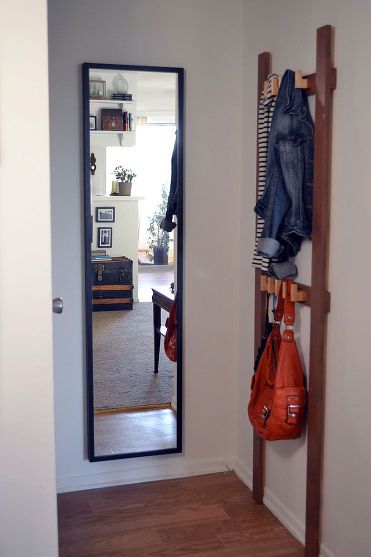 Small Entryway Makeover Niche Decor Entryway, Tiny Entryway, Ikea Shelving Unit, Simple Dresser, Niche Decor, Ikea Kallax Unit, Creating An Entryway, Used Kitchen Cabinets, Mirror Wall Living Room