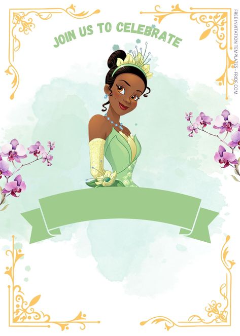 FREE Charming The Princess And The Frog Birthday Invitation Templates Check more at https://www.fridf.com/free-charming-the-princess-and-the-frog-birthday-invitation-templates/ Princess And The Frog Party Invitations, Princess And The Frog Birthday, Tiana Party, Princess Tiana Birthday Party, Tiana Birthday Party, Frog Birthday Party, Frog Birthday, Tiana And Naveen, Prince Naveen