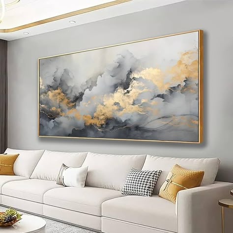 Amazon.com: Abstract Wall Art Large Size Framed Decor Black Gray Golden Artwork Decor Ink Fog Mountain Wall Decor Canvas Painting Suitable For Bedroom Office Living Room Kitchen Wall Decoration 30x60 inch: Posters & Prints Art Above Couch, Artwork Decor, Office Artwork, Wall Art Size, Ink Artwork, Abstract Wall Decor, High Fidelity, Artwork Wall, Abstract Canvas Painting