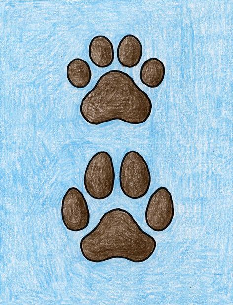 How to Draw a Paw Print for a Dog & Cat: Easy Step-by-Step Art Lesson for Kids Cartoon Paw Print, Dog Paw Drawing Easy, Dog Sketch Easy, Dog Paw Print Craft, Paw Print Drawing, Draw A Leaf, Paw Print Crafts, Dog Paw Drawing, Collaborative Mural