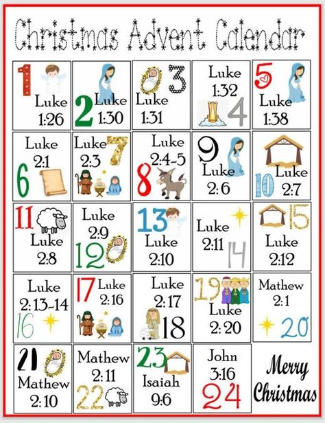 Christian Christmas Countdown, Advent Calendar Scripture, Scripture Christmas, Advent Family, Advent Ideas, Printable Advent Calendar, Christ Centered Christmas, Christmas Countdown Calendar, The Birth Of Christ