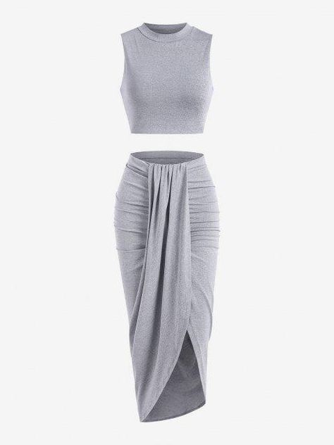 Twist Skirt, Split Front Skirt, Summer Two Piece Outfits, Twisted Skirt, Rock Outfit, Bodycon Maxi Dresses, Maxi Robes, Asymmetrical Skirt, Maxi Skirts