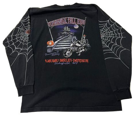 Vintage Harley Davidson Halloween Harley Longsleeve T Shirt Webs Travis Scott Lg | eBay Vintage Halloween Design, Harley Davidson Vintage Tee, Harley Davidson Halloween, Vintage Halloween Designs, Vintage Harley Davidson Shirt, Outfit Inspo Casual, Vintage Harley Davidson, Vintage Harley, Halloween Tees