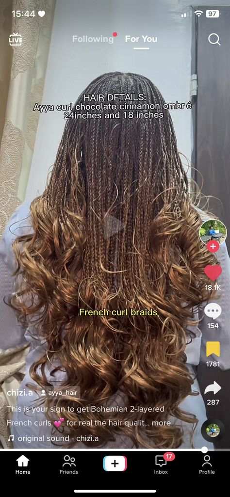 Boho Braids With French Curls, Layered Boho French Curl Braids, Boho French Curls, Boho French Curl Braids, Layered Braids, French Curl Braids, French Curls, Fav Hairstyles, Curl Braids