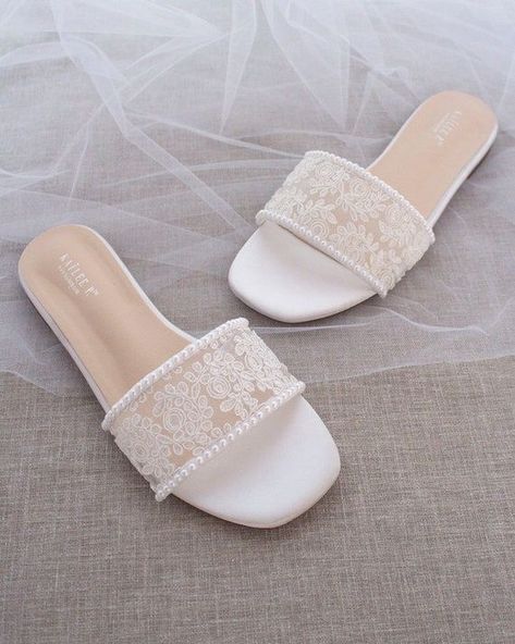 Wedding Flats For Bride, Wedding Sandals For Bride, Comfy Wedding Shoes, Bridesmaid Sandals, Bride Sandals, Reception Shoes, Gold Flat Sandals, Bride Slippers, Crochet Flats