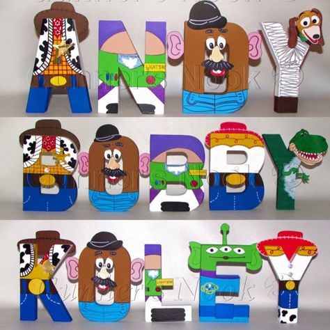 SALE Toy Story Letters  Price Per Letter by GunnersNook on Etsy Buzz Lightyear Letters, Toy Story Letters, Toy Story Letter Blocks, Toy Story Painted Letters, Sesame Street Wooden Letters, Toy Story Bedroom, T Rex Toys, Toy Story Room, Toy Story Birthday Cake