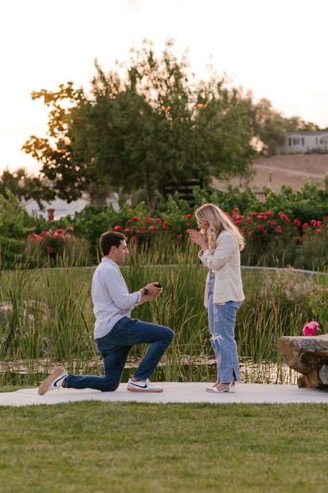 guy proposing to girl at temecula California winery Guy Proposing, Proposal Ideas Winery, Southern Proposal, Hidden Photographer Proposal, Proposal Outfits For Her Spring, Private Proposal Ideas Romantic, Winery Proposal, Proposal Inspiration, Backyard Proposal