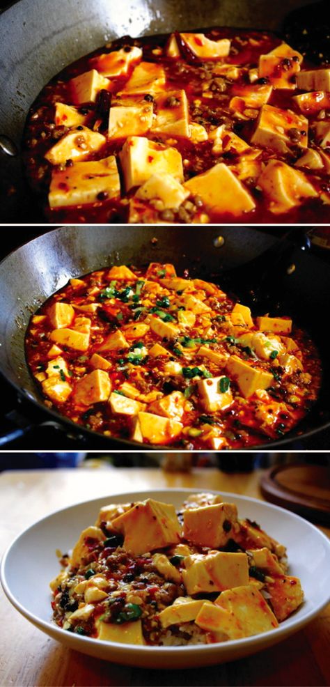 Authentic, Spicy Sichuan Ma Po Tofu - one of the most popular dishes in the world of Chinese cooking. Ma Po Tofu Recipe, Mapo Tofu Recipe, Ma Po Tofu, Chicken Thights Recipes, Chinese Chicken Recipes, Popular Dishes, Mapo Tofu, Authentic Chinese Recipes, Tofu Recipe