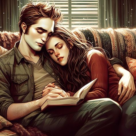 Edward sat on the couch in the living room, a book open on his lap. Bella leaned into his side, her head resting on his shoulder as he read aloud to her in that soft, melodic voice she loved so much. There was something about the way he spoke that always soothed her, a calming presence she could never tire of As he read, Edward wrapped an arm loosely around her waist, holding her close. Every so often, he would press a gentle kiss to the top of her head, his lips lingering in her soft brown ... Head In Lap Reference, Sitting On His Lap, Soft Brown, Romance Movies, Music Fans, Twilight Saga, Read Aloud, A Book, Love Her