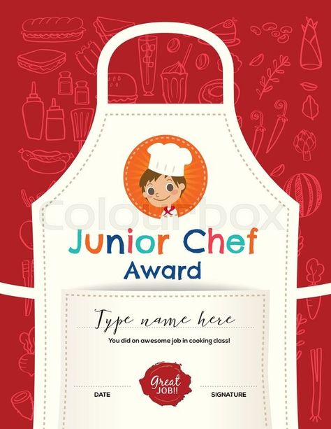 Chef Cartoon, Junior Chef, Cooking Contest, Cooking Competition, Certificate Design Template, Holiday Club, Couple Cooking, Kids Cooking, Cooking Classes For Kids