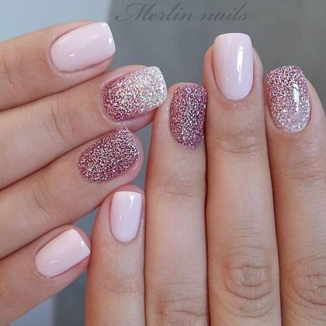 Ombre Nail Design, Glitter Gel Nail Designs, Glitter Gel Nails, Wedding Nails Design, Nails Polish, Short Nail Designs, Dipped Nails, Gel Nail Designs, Glitter Gel