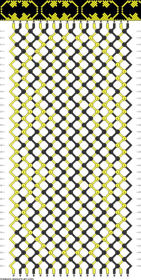 Batman friendship bracelet pattern. I like this pattern much better than the one I pinned before. ^^ Bracelet Tutorials, String Bracelet Patterns, Bracelet Fil, Friendship Bracelets Designs, Diy Friendship Bracelets Patterns, Pola Gelang, Friendship Bracelets Diy, Braided Bracelet, Bracelet Ideas