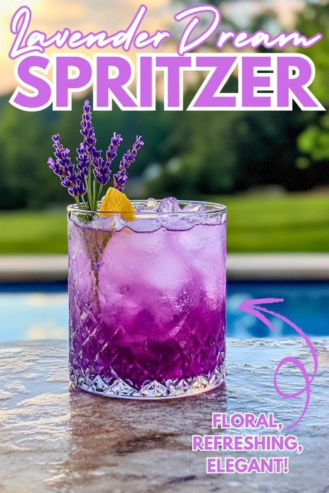 47 Pretty Alcoholic Drinks to Beautify any Special Occasion (2025) 4 Lavender Liquor Cocktail Recipes, Lavender Drinks Alcoholic, Lavender Cocktail Recipe, Lavender Drinks, Spritzer Cocktails, Lavender Cocktails, Alcoholic Drinks Aesthetic, Lavender Drink, Beautiful Drink