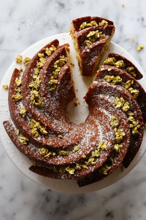 CITRUS RICOTTA BUNDT CAKE W/ PISTACHIOS — The Vivid Kitchen Citrus Bundt Cake, Ricotta Bundt Cake, Pistachio Bundt Cake, Pastry Photography, Christmas Bundt Cake, Nut Cake, Canned Butter, Ricotta Cake, Shake N Bake