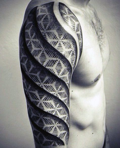 Sacred Mens Tattoo 3d Designs Hammer Tattoo, Tatoo 3d, Monster Tattoo, Sacred Geometry Tattoo, Muster Tattoos, Geometry Tattoo, Geniale Tattoos, 3d Tattoos, 3d Tattoo