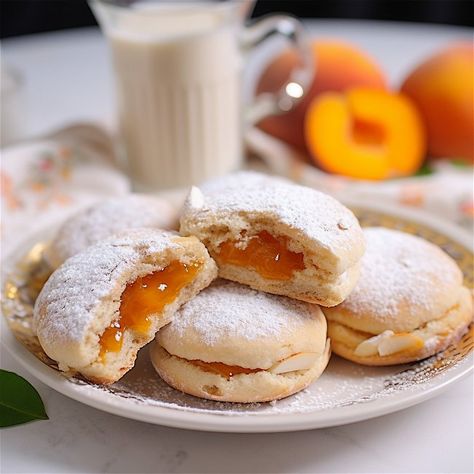 Apricot Filled Cookies Apricot Filled Cookies, Apricot Pillow Cookies, Apricot Cookies, Cookie Cake Icing, Soft Ginger Cookies, Jelly Cookies, Jam Cookies, Baking Basics, Filled Cookies