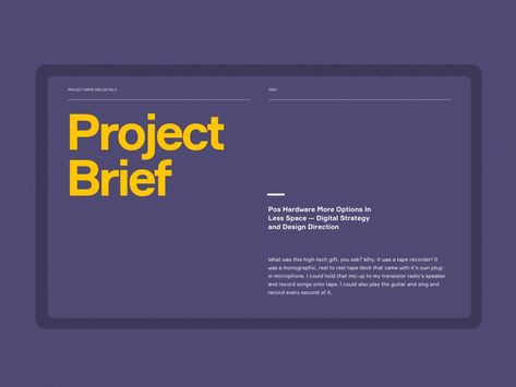 Project Brief   Presentation minimal purple simple layout project grid typography presentation Typography Presentation, Graphic Design Interview, High Tech Gifts, Project Brief, Note Templates, Websites Inspiration, Company Presentation, Presentation Styles, Proposal Design