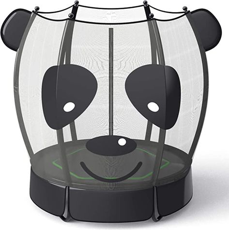 Low sitting trampoline with a black netting surrounding and a panda face embroidered on. Panda Birthday Cards, Trampoline For Kids, Toddler Trampoline, Outdoor Trampoline, Backyard Trampoline, Panda Birthday, Kids Trampoline, Mini Trampoline, Safety Net