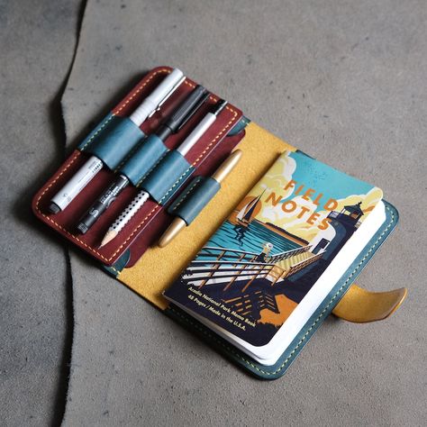 Artist Notebook, Field Notes Notebook, Field Notes Cover, Notes Cover, Notebook Cover Design, Leather Notebook Cover, Field Notes, Passport Wallet, Wallet Pattern