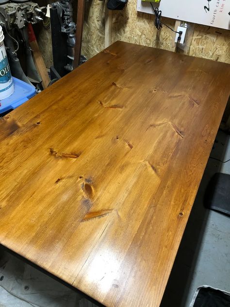 Refinishing our Family's Beautiful Custom Pine Harvest Table Minwax Stain, Pine Table, Harvest Table, Furniture Restoration, Lake House, Conditioner, Home Improvement, Furniture