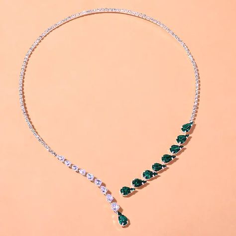 Necklace Women's Pear Cut Crystal Clear Green Zircon Pear Dainty Vintage Silver Gold 45 cm Necklace Jewelry 1pc for Wedding Carnival Valentine's Day Festival Geometric 2022 - US $16.24 Bridal Choker, Cheap Necklaces, Crystal Choker Necklace, Rhinestone Bridal, Crystal Choker, Geometric Necklace, Necklace Online, Stunning Necklace, Water Drop