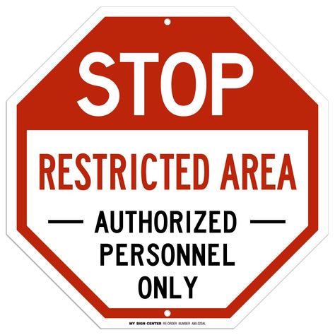 Stop Restricted Area Authorized Personnel Only Sign - 12"x12" - Octagon .040 Rust Free Aluminum - Made in USA - UV Protected and Weatherproof - A90-322AL, #Ad #Sign, #spon, #Octagon, #Restricted, #Stop Restricted Area, School Age, Summer 2024, Indoor Outdoor, Rust, Signs, Quick Saves