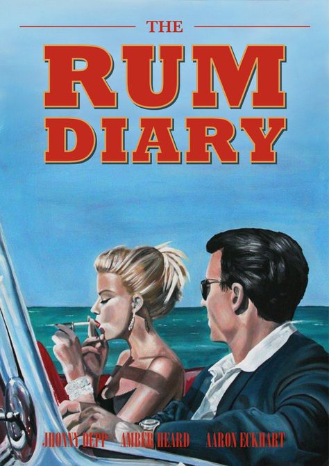 Movie Poster, The Rum Diary by Gina Fox The Rum Diary Movie, The Rum Diary, Awesome Posters, Diary Movie, Elegant Wall Decor, Hanging Wine Rack, Wall Mounted Wine Rack, Garage Cafe, Poster Illustration